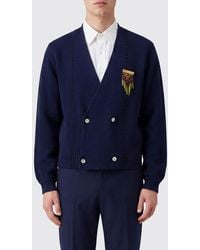 Bode - Double-Breasted Cotton Cardigan With Long Sleeves And Brooch - Lyst