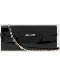 DSquared² - Patent Leather Clutch With Removable Metal Mesh Shoulder Strap - Lyst