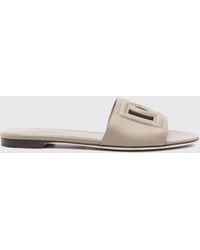 Dolce & Gabbana - Dolce &Amp Gabbana Leather Mule Sandals With Dg Monogram And Low Heel - Lyst