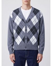 DUNST - Cardigan À Col V En Pure Laine À Motif Losanges - Lyst