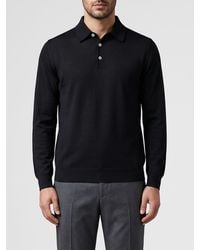 Lardini - Long-Sleeved Three-Button Wool Knit Polo Shirt - Lyst