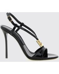 Dolce & Gabbana - Dolce &Amp Gabbana Patent Leather Slingback Sandals With High Heel And Dg Logo - Lyst