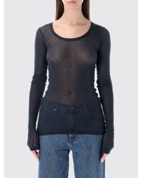 American Vintage - Sheer Cotton Long-Sleeved T-Shirt With Round Neck - Lyst