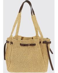 Tory Burch - Romy Large Raffia Tote Bag With Double T Logo And Double Handles - Lyst