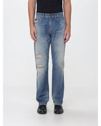 Dolce & Gabbana - Dolce &Amp Gabbana Straight Fit Mid-Rise Distressed Denim Jeans With Worn Effect - Lyst