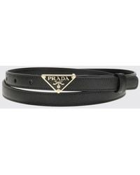 Prada - Triangle Gürtel Aus Saffianleder - Lyst