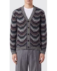Missoni - Multicolour Zig-Zag Wool Blend Slim Fit V-Neck Cardigan - Lyst
