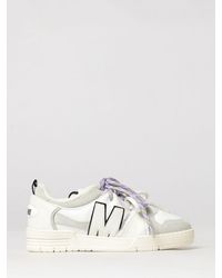 Moschino - Bicolour Leather And Suede Low-Top Sneakers With Contrast Logo - Lyst