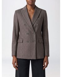 Circolo 1901 - Pinstriped Double-Breasted Cotton Blazer - Lyst