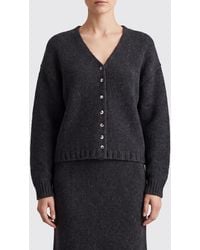 KHAITE - Deep V-Neck Pure Cashmere Cardigan - Lyst