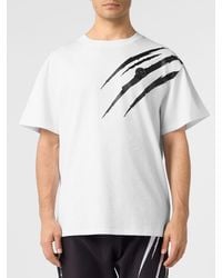 Philipp Plein - Cotton T-Shirt With Graphic Print And Hexagon Logo On The Back - Lyst
