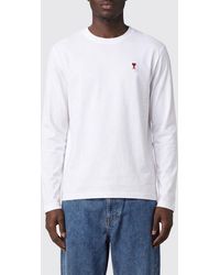 Ami Paris - Long-Sleeved Cotton Jersey T-Shirt With Embroidered Logo - Lyst