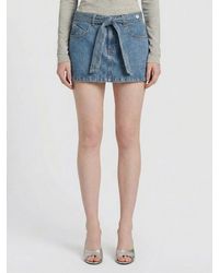 The Attico - Cotton Denim Mini Skirt - Lyst