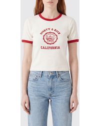 Sporty & Rich - Sporty &Amp Rich Slim Fit Cotton T-Shirt With Contrast Trim And Logo - Lyst