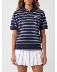 Sporty & Rich - Sporty &Amp Rich Striped Cotton Polo With Embroidered Contrast Logo - Lyst