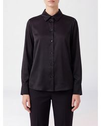 Max Mara - Long-Sleeved Stretch-Silk Satin Shirt With Classic Collar - Lyst