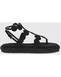 Pierre Hardy - Low-Heeled Suede Thong Sandals With An Ankle Strap - Lyst