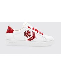Philipp Plein - Smooth Leather Low-Top Sneakers With Studs And Hexagon Logo - Lyst
