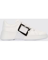 Roger Vivier - Viv' Skate Smooth Calfskin Sneakers With Buckle Detail - Lyst
