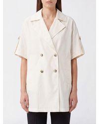 Herno - Short Double-Breasted Cotton Gabardine Trench Coat With Short Sleeves - Lyst