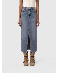 Isabel Marant - High-Waisted Lyocell Denim Midi Pencil Skirt With Front Slit - Lyst