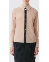 Fabiana Filippi - Crêpe Shirt With A Lace Collar And Long Sleeves - Lyst