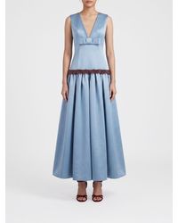 Vivetta - Flared Satin Midi Evening Dress With Beaded Embellishments - Lyst