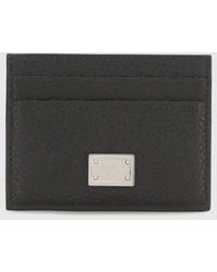 Dolce & Gabbana - Dolce &Amp Gabbana Grained Leather Card Holder With Metal Logo Plaque - Lyst