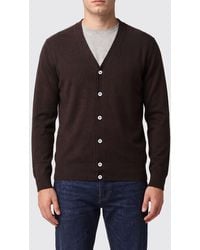 Ballantyne - V-Neck Pure Wool Cardigan With Ribbed Trims - Lyst