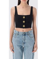 Balmain - Virgin Wool Cropped Top With Buttons - Lyst