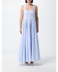 Sportmax - Striped Cotton Bustier Maxi Dress With Square Neckline - Lyst