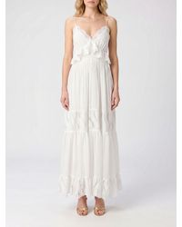 Raquel Diniz - Long Off-The-Shoulder Silk Dress With Lace Inserts - Lyst