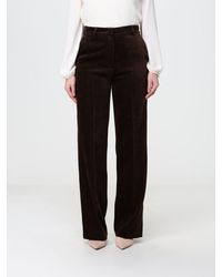 Hanita - High-Waisted Wide-Leg Velvet Trousers With Belt Loops - Lyst