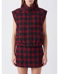 Pinko - High Neck Tartan Wool Blend Vest - Lyst