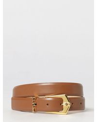 Elisabetta Franchi - Adjustable Leather Belt With Metallic Logo Buckle - Lyst