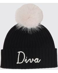 MC2 Saint Barth - Wool And Cashmere Blend Beanie With Pom-Pom And Slogan - Lyst