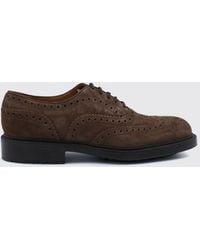 Doucal's - Suede Derby Shoes With Wingtip Brogue Detailing - Lyst