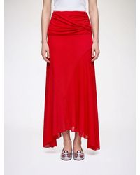 Ganni - Asymmetrical Draped Crêpe Midi Skirt With A High Waist - Lyst