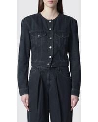 Haikure - Cropped Cotton Denim Jacket With Padded Shoulders - Lyst