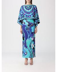 PUCCI - Graphic Print Silk Long Evening Gown With Back Slit - Lyst