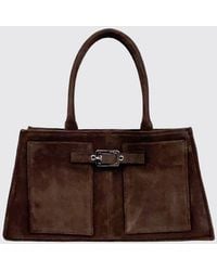 GIMAGUAS - Annamaria Suede Leather Shoulder Bag With Double Handle - Lyst