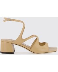 Jimmy Choo - Azilia Nappa Leather Sandals With Low Heel And Square Toe - Lyst
