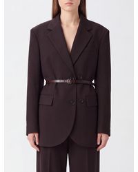 P.A.R.O.S.H. - P.A.R.O.S.H. Single-Breasted Short Wool Blazer With An Adjustable Waist Belt - Lyst