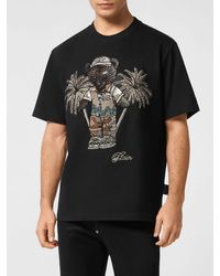 Philipp Plein - Cotton T-Shirt With Teddy Bear Print And Rhinestone Details - Lyst