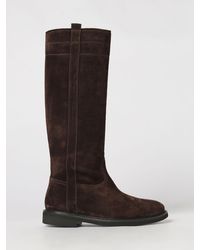 Anna F. - Suede Leather Knee-High Boots With Low Heel - Lyst