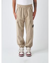 Stone Island - Wool Blend Cargo Pants With Compass Logo Patch - Lyst