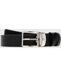 Montblanc - Adjustable Leather Belt With Engraved Logo Metal Buckle - Lyst