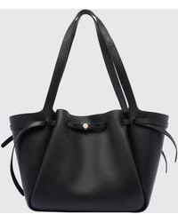 Tory Burch - Romy Grained Leather Shoulder Bag With A Flared Shape And Logo - Lyst