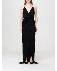 Elisabetta Franchi - Long Satin Dress With Sequins - Lyst