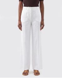Aspesi - High-Waisted Straight-Leg Linen Trousers - Lyst
